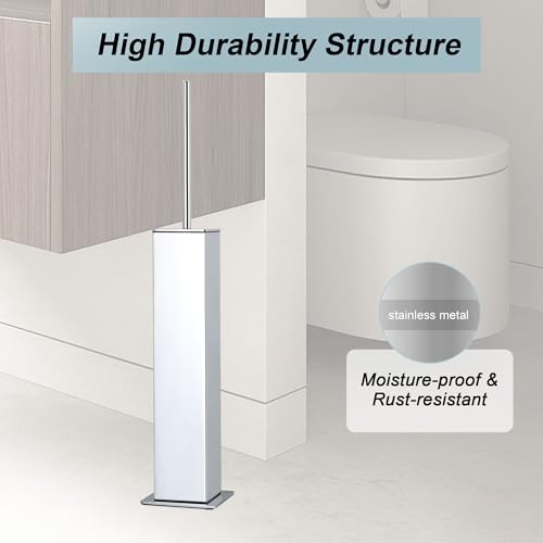 Chrome Toilet Brush and Holder,Toilet Bowl Brush with Extra Long Handle - color: Chrome