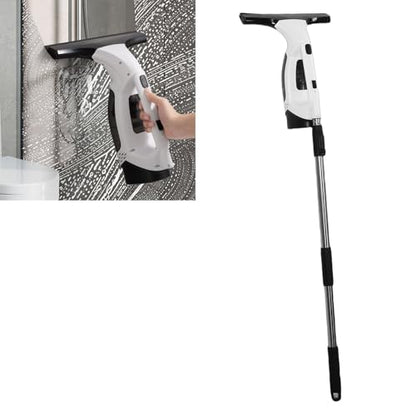 Window Vacuum Squeegee with 150ml Tank | 1.2kPa Cordless Suction, 11in Silicone Vane/Wing for Shower & Mirror