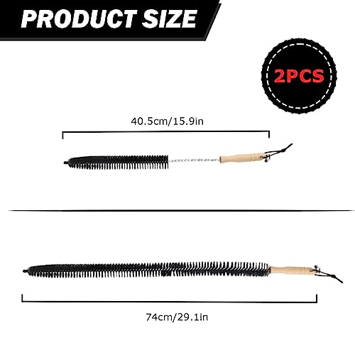 Dryer Vent Cleaner Wooden Handle Dryer Vent Cleaning Brush Refrigerator Condenser Coil Brush for Lint Removal (Two Size)