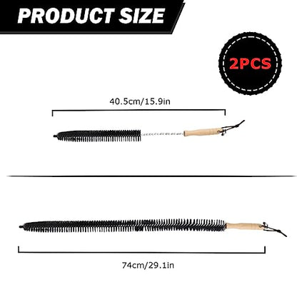 Dryer Vent Cleaner Wooden Handle Dryer Vent Cleaning Brush Refrigerator Condenser Coil Brush for Lint Removal (Two Size)