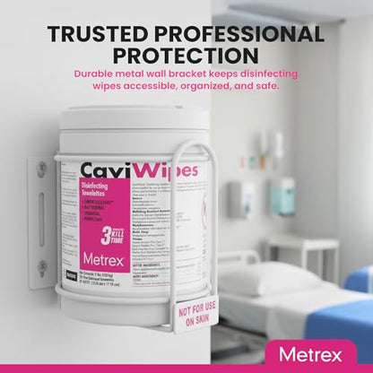 Metrex Wipe Wall Bracket – Wall Mounted Wipes Dispenser, Compatible with CaviWipes, CaviWipes1 & CaviWipes 2.0 Canisters – Durable Holder for Hospitals, Schools & Clinical Settings