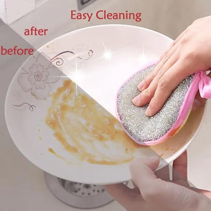 Double-Sided Kitchen Scrubbers – 5pcs Non-Scratch Sponges for Tableware - Yellow