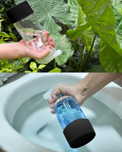 2 Pack 360° Glass Spray Bottles with Silicone Sleeve, 16 oz Empty Refillable Containers with Adjustable Spray Nozzles, Spray Bottles for Hair, Cleaning Solutions and Plants Black - color: Black