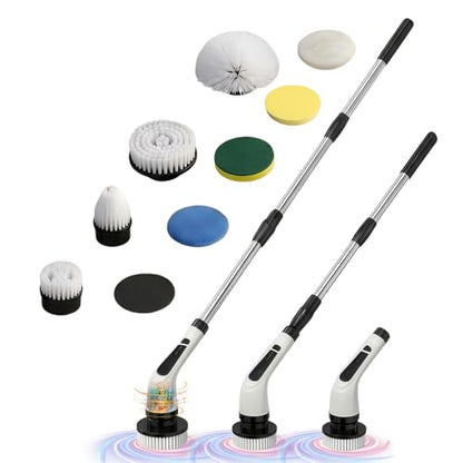 Versatile Ditch The Scrubbing! Long Handle Shower Scrubber Comes with 9 Replaceable Heads & Efficient 2 Speed Cordless Brush for Maximum Effect Long Battery Life!