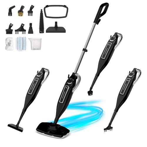 Rosewill 11-in-1 Steam Mop, 260°F Handheld Steam Cleaner, 1200W Detachable Steam Mops for Floor Cleaning, Removable Tank, Multi-Purpose Steamer for Hardwood, Tile, Grout, Furniture - Black - color: Black