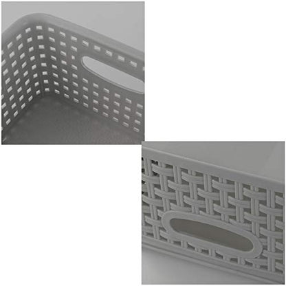 Kiddream Plastic Weave Storage Basket, 6-pack Grey Organizing Bin - color: grey