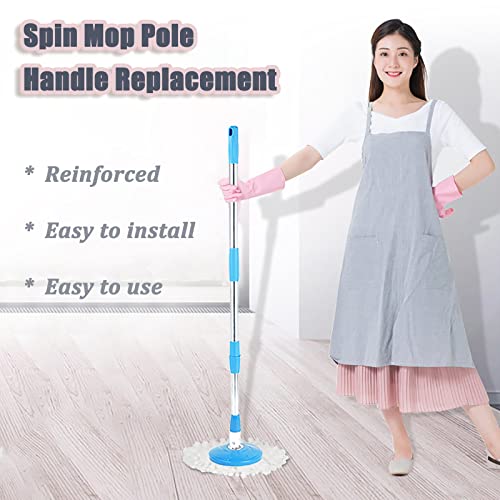 Spin Mop Pole Handle Replacement, Home 360 Degrees Rotating Telescopic Replacement Handle Cleaning Tool Accessories Enhanced Thickened Version for Cleaning Home Office (Blue) - color: Blue