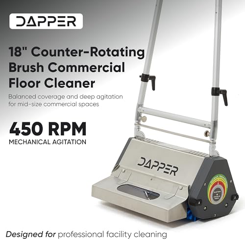 18" Counter-Rotating Brush (CRB) Commercial Carpet & Hard Floor Cleaning Machine – 450 RPM, Quiet 53 dBA, Heavy-Duty 53 lb Scrubber – Ideal for Gyms, Retail & Mid-Size Facilities - size: 18"