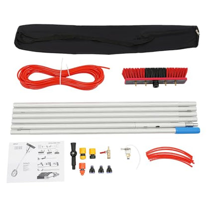19.69 FT Solar Panel Cleaning Kit, Window Cleaning System, 20M Hose & BrushHead, Washing Equipment Window Cleaner Tool Water Fed Pole Kit for Roof Caravan Solar Panel - size: 6m/19.69ft