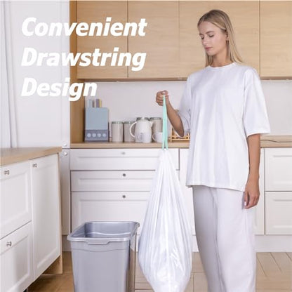 13 Gallon Tall Kitchen Drawstring Trash Bags - 1.2 Mil Extra Strong - Large Drawstring Garbage Bags - Large Plastic Bags - Individual, Unscented, White, 25" x 30", 40 Count - size: 40 Count (Pack of 1)