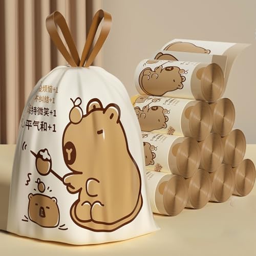 50Pcs/Roll Cartoon Drawstring Garbage Bag Large Capacity Handheld Thickened Trash Bag