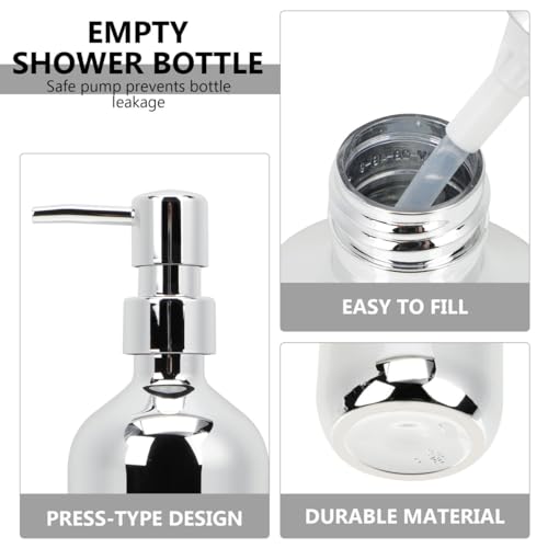Ipetboom Shampoo Dispenser Bottle - 500ml/17oz Press-Type Refillable Plastic Container for Shower Lotion Conditioner Bathroom Use Leak-Proof Portable Lotion Dispenser Pump Bottle Convenient