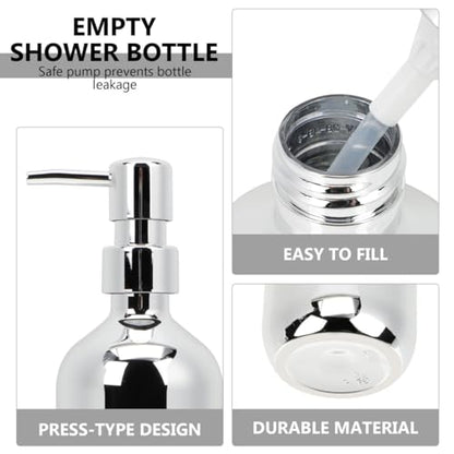 Ipetboom Shampoo Dispenser Bottle - 500ml/17oz Press-Type Refillable Plastic Container for Shower Lotion Conditioner Bathroom Use Leak-Proof Portable Lotion Dispenser Pump Bottle Convenient