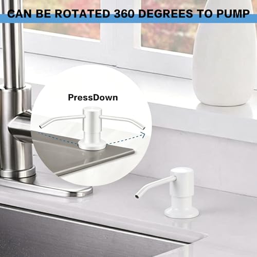 Soap Dispenser for Kitchen Sink, Built in Sink Soap Dispenser (Brushed Nickel), Countertop Soap Dispenser Pump with 47" Extension Tube kit, No Need to Fill Little Bottle Again (Beige) - color: Beige