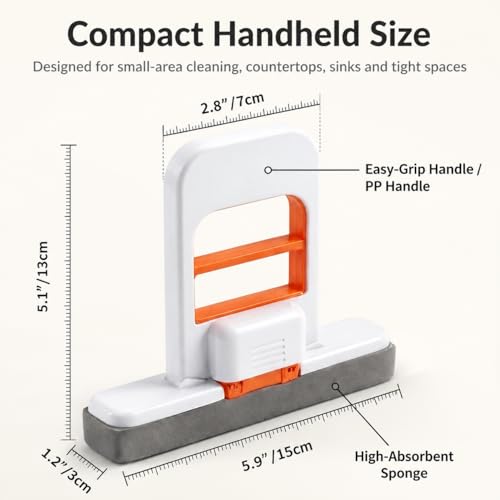 Foldable Self-Squeezing Mop, 2-Pack with 4 Washable Heads, One-Hand Wringing for Kitchen & Bathroom, Portable Floor Cleaner for Small Spaces, Apartments, RVs (Orange & Black)