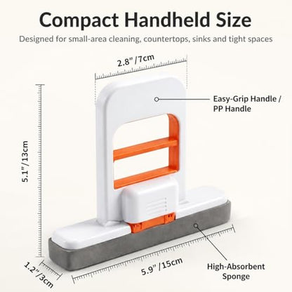 Foldable Self-Squeezing Mop, 2-Pack with 4 Washable Heads, One-Hand Wringing for Kitchen & Bathroom, Portable Floor Cleaner for Small Spaces, Apartments, RVs (Orange & Black)