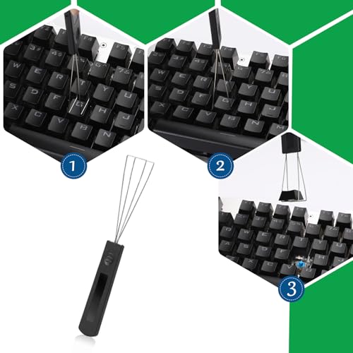 2PCS Keycap Puller and Switch Puller with 2PCS Keyboard Brush, Keycap Remover Switch Puller Mechanical Stainless Steel Keyboard Remover Keyboard Cleaning and Fixing Tool for Mechanical Keyboard