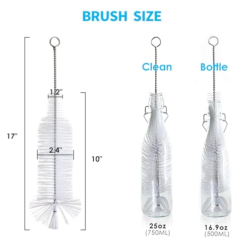 Bottle Brush - Ideal for Cleaning Narrow Neck Swing Top Glass, Brewing, Wine, Beer, Soda, Spray, Kombucha Bottles (White+1Pack) - color: B-white+1pack
