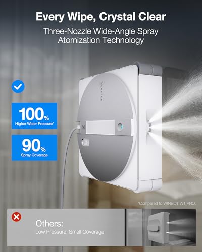 ECOVACS WINBOT W3 Omni Robot Window Cleaner with Auto-Clean & Multi-Functional Station, Win-SLAM 5.0 Smart Navigation, Intelligent Cleaning with Triple Spray System, 12-Level Protection - size: W3 OMNI