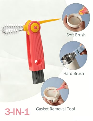 5 in 1 Baby Bottle Brush Set, Bottle Cleaner, 2Pcs Bottle Brush with Stand, 2 Hidden Nipple Brush, 2 Straw Brush, 1 Lid Brush, Nylon Bottles Brush Cleaner for Baby Bottle, BPA-Free(Pink) - color: Pink-nylon & Nylon Brush