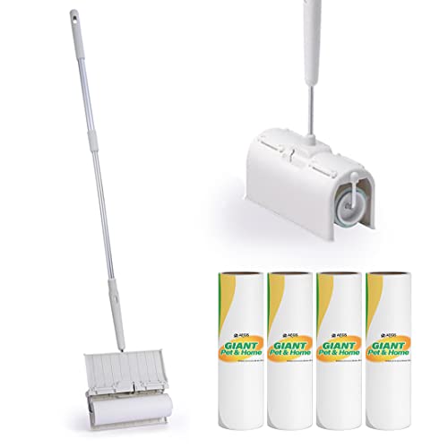 KN Flax Aegis Giant Pet & Home Lint Roller Pet Hair Large Lint Roller with Extendable Long Handle, 6.3” Width with 240 Adhesive Extra Sticky Sheets for Furniture Carpet Floor and Curtains