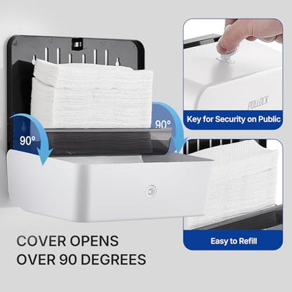 Commercial Paper Towel Dispenser Wall Mounted, Trifold/C-Fold/Multifold Hand Towel Holder, Hand Towel Dispenser for Bathroom Tissue Dispenser, Large Capacity 200 Sheets (White-5853) - color: White-5853