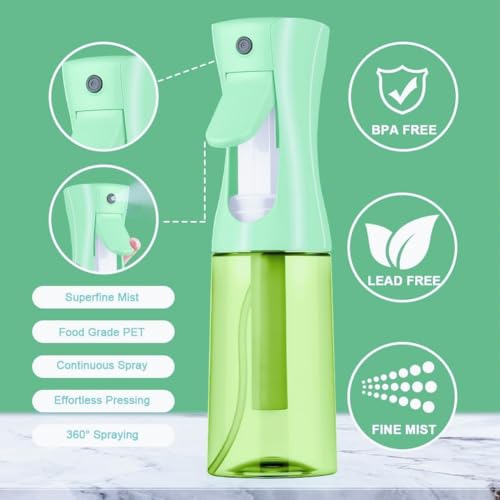 Spray Bottle For Hair,Continuous Spray Bottle, Empty Spray Bottles – Recycled Hair Misting Sprayer for Styling, Cleaning, Plants, Barbers (Green) - color: Green