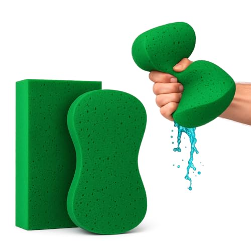 Multi-Purpose Sponges for Cleaning - Green 2 Pack, Large Sponges for Car Washing, Tile & Grout, All Purpose Cleaning - color: Green, size: 2 Pack - XL