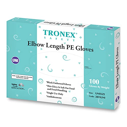 TRONEX 20" Elbow-Length Long Polyethylene (PE) Disposable Gloves, Long Plastic Gloves Food Safe