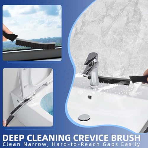 Magiware New Serrated Crevice Cleaning Brush, Hard Bristle Cleaning Tools for Household Use, Multifunctional Gap Cleaner Supplies for Kitchen, Bathroom,Toilet, Faucets, Grout, Car, Home Essentials - style: SERRATED-BLACK
