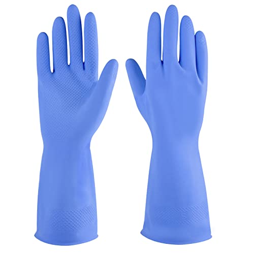 Rubber cleaning gloves 3 or 6 Pairs for Household,Reuseable dishwashing gloves for Kitchen. - color: Blue, size: Medium (Pack of 6)