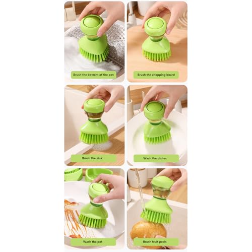 Dish Brush - Soap Dispenser Scrubber | Dishwasher Brush with Built-in Soap Dispenser and Holder, Ideal for Cleaning Pots, Pans, Sinks, Stoves, Utensils