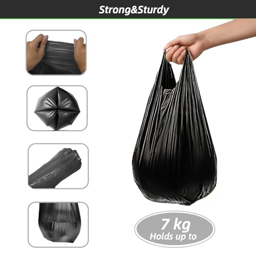 MakMeFre 5Rolls 4Gallon Portable Trash Bags,Thicken Small Garbage Bags for Office,Bedroom,Kitchen Waste Bin(150Counts,Black) - style: 4Gallon(150Counts)BlackColor