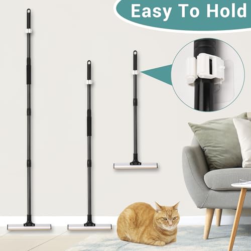 62" Carpet Rake for Pet Hair Removal – Adjustable Carpet Broom Bundle with Carpet Scraper & Hair Picker, Pet Hair Removal Tool for Dog & Cat Hair, Rug Rake Carpet Brush for Furniture & Carpets