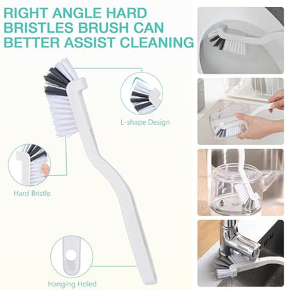 Tedmax 12PCS Grout Brush Set, Hard Bristle Crevice & Baseboard Tool | Crevice cleaning tool designed to reach tight spaces between tiles, sinks, cabinets and baseboards with ease. - color: White01