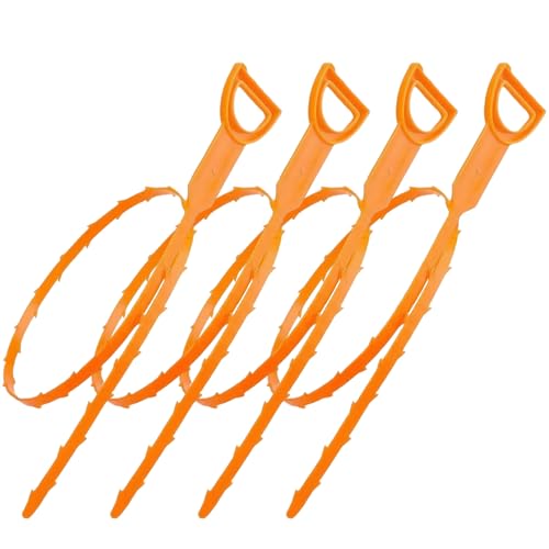 Drain Snake Clog Remover 4 Pack 20 Inch, Flexible Hair Drain Cleaner, Non-Slip Grip for Sink Shower Tub Toilet Kitchen Bathroom Clog Remover