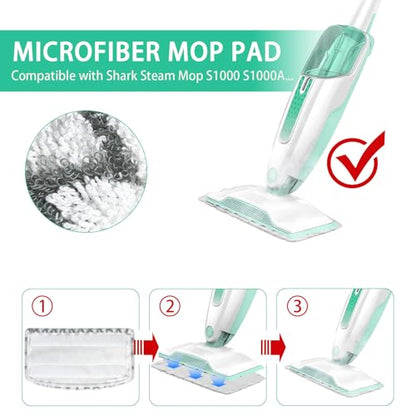 Heavy-Duty steam Mop Replacement Pads for Shark Steam Mops S1000/S1000A/S1000C/S1000WM /S1001C/S2001 Reusable Microfiber Steamer Scrub Mop Pads Washable for All Hard Floors,4pcs