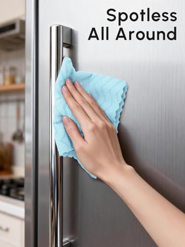 Microfiber Cleaning Cloths Roll, 75 Pack Tear Away Microfiber Towels Roll, 12" x 12" Lint Free Rags, Reusable Cleaning Cloths, Washable, Scratch Free,Ultra Absorbent Dish Rags(Blue Ripple) - color: Blue Ripple, size: 75 pack