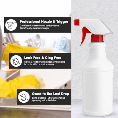 Eccliy 12 Pcs 16 Oz Plastic Spray Bottle, Adjustable Empty Reusable Sprayer for Cleaning, Planting, Water, Bathroom and Kitchen, BBQ, Commercial and Residential (New,Red) - color: Red, size: New