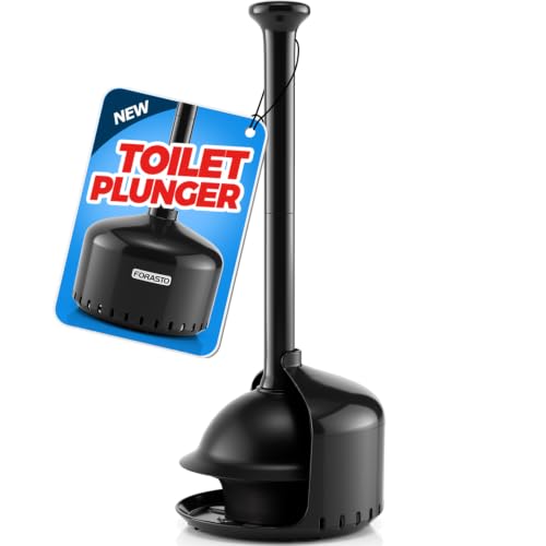 FORASTO Toilet Plunger with Holder,Plungers for Bathroom with Holder,Plunger with Cover,Bathroom Decor，Bathroom Accessories，Toilet Bowl Cleaners,Black(19inch) - color: Black, size: 1Pack