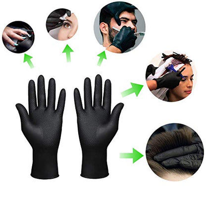 SUNHHX Hair Dye Gloves, Reusable Rubber Gloves, Professional Hair Coloring Accessories for Hair Salon Hair Dyeing (1 Pair, Large, Black)