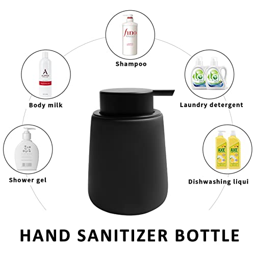 Soap Dispenser Ceramic with Easy-to-Press Pump Hand Lotion Liquid Dispenser for Shampoo Bathroom Kitchen 12 oz Black - color: Liquid-brownblack