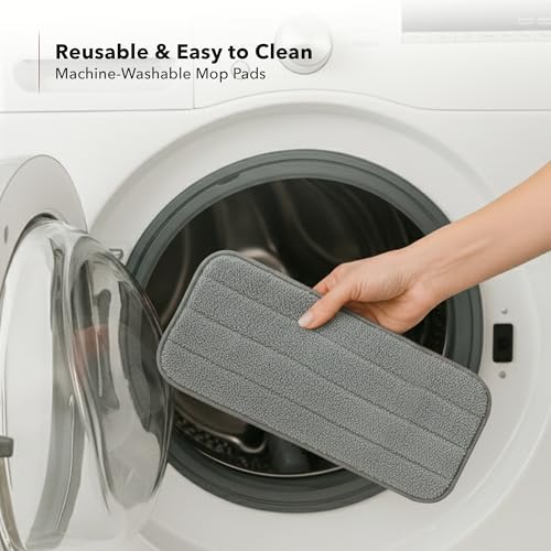 OVENTE Microfiber Spray Mop for Floor Cleaning with Refillable Bottle, Washable and Reusable Pad, 360° Spin Flat Cordless Wet Scrubber for Hardwood, Ceramic, Laminate and Vinyl Tiles, Black CTM121BGD