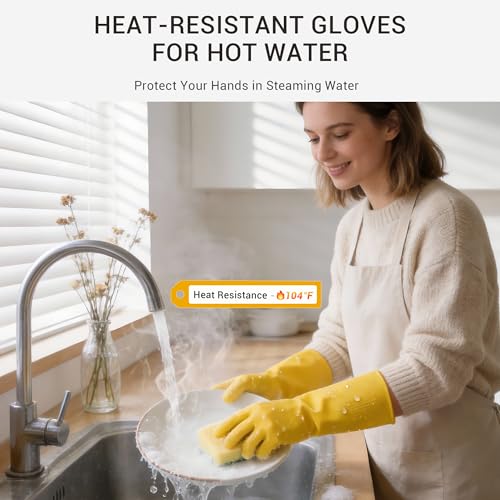 ThxToms Heavy Duty Rubber Cleaning Gloves, Reusable Dishwashing Gloves for Kitchen, Gardening, Pet Care - 20 Mil Extra Thick - color: 6 Pairs, size: X-Large