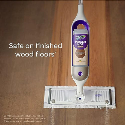 Swiffer Power Mop Wood Refill Solution, QuickDry Hardwood Floor Cleaner for Mopping Home, Bathroom, Kitchen, All Purpose Multi-Surface Solution for Floor Cleaning, Lemon Scent, 50.7 oz