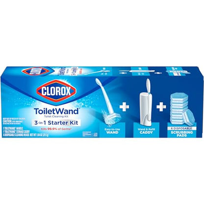 Clorox ToiletWand Disposable Toilet Cleaning System, Kills 99.9% of Germs and Viruses, Wand, Caddy and 6 Refill Heads - size: 6 Count (Pack of 1)