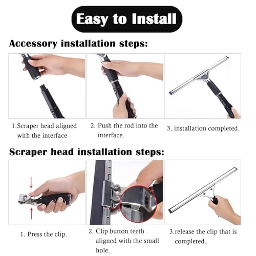 Adjustable High Reach Window Cleaning Kit, Professional Windows Cleaner Set for Hard to Reach Outside, Window Washing Kit with Extension Pole for Skylights,L 7.5m/25ft - size: L 7.5m/25ft