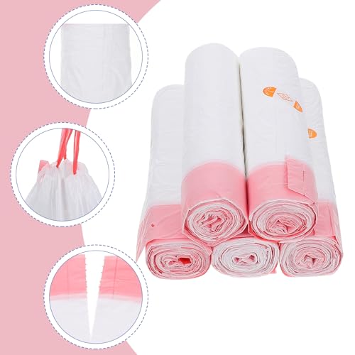 Heavy Duty Drawstring Trash Bags 45x50cm, 5pcs Thickened Kitchen Garbage Bags, Disposable Rubbish Liners for Home Cleaning and Waste Disposal