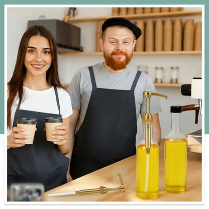 Maxdot 12 Pcs 25 oz Syrup Bottles with Pump Long Neck Bottles Plastic Syrup Pump Dispenser for Coffee Bar Accessories Home Party (Gold) - color: Gold