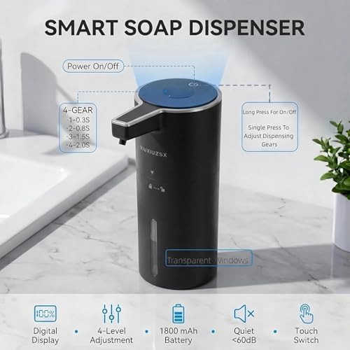 Touchless Automatic Liquid Soap Dispenser | USB Rechargeable Wall Mount 400ml Sensor Electric Hand Soap Dispenser Bathroom Kitchen Black - color: Black Liquid